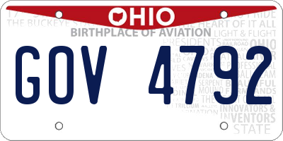OH license plate GOV4792