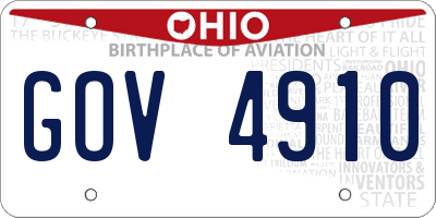 OH license plate GOV4910