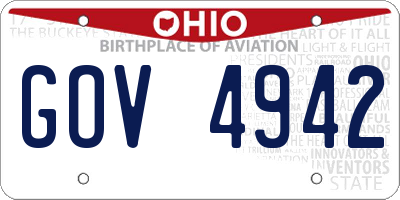 OH license plate GOV4942