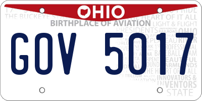 OH license plate GOV5017