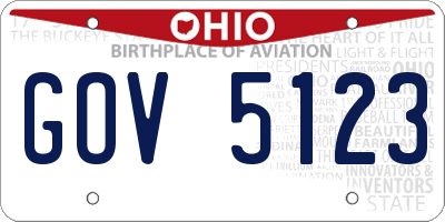 OH license plate GOV5123