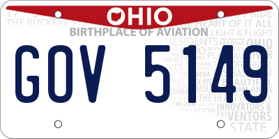 OH license plate GOV5149