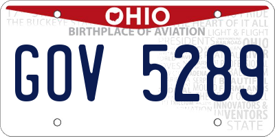 OH license plate GOV5289