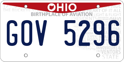 OH license plate GOV5296