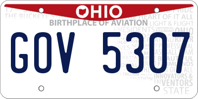 OH license plate GOV5307