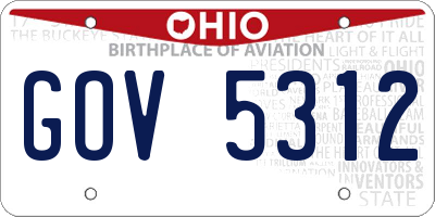 OH license plate GOV5312