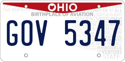 OH license plate GOV5347
