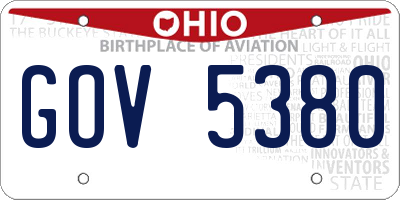 OH license plate GOV5380
