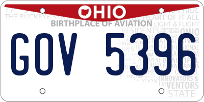 OH license plate GOV5396