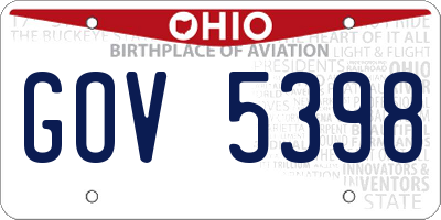 OH license plate GOV5398
