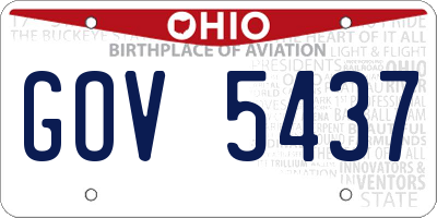 OH license plate GOV5437