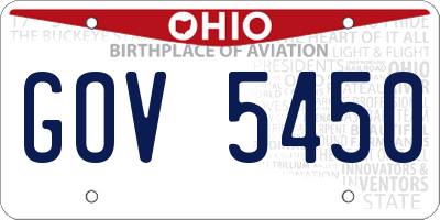OH license plate GOV5450