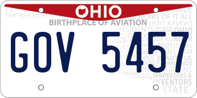 OH license plate GOV5457