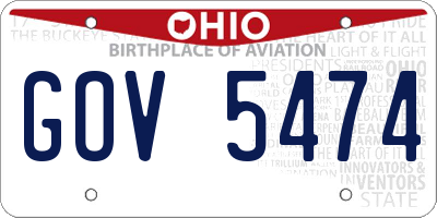 OH license plate GOV5474