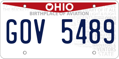 OH license plate GOV5489