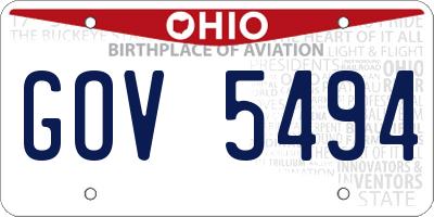 OH license plate GOV5494