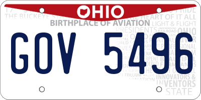 OH license plate GOV5496