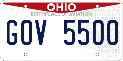 OH license plate GOV5500