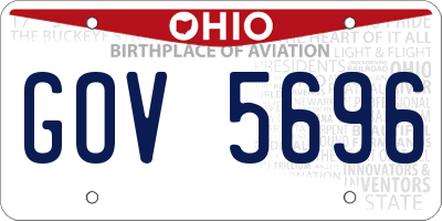 OH license plate GOV5696