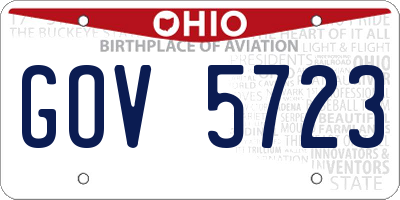 OH license plate GOV5723