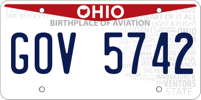OH license plate GOV5742