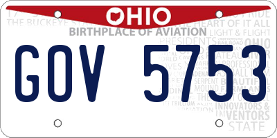 OH license plate GOV5753
