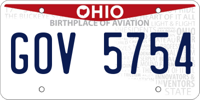 OH license plate GOV5754