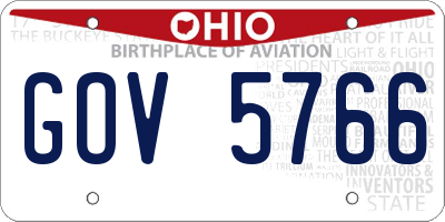 OH license plate GOV5766
