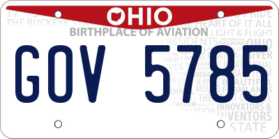 OH license plate GOV5785