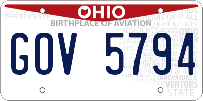 OH license plate GOV5794