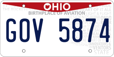 OH license plate GOV5874