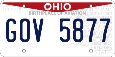OH license plate GOV5877