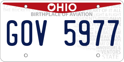 OH license plate GOV5977