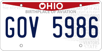 OH license plate GOV5986