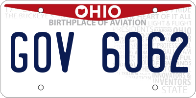 OH license plate GOV6062