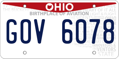 OH license plate GOV6078