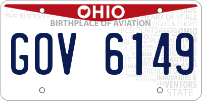 OH license plate GOV6149