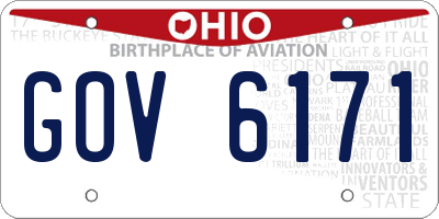 OH license plate GOV6171