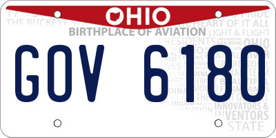 OH license plate GOV6180
