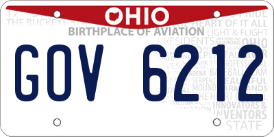 OH license plate GOV6212