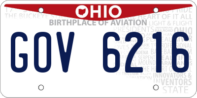 OH license plate GOV6216