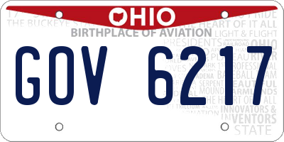 OH license plate GOV6217
