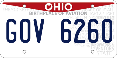 OH license plate GOV6260