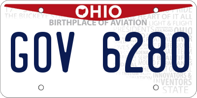 OH license plate GOV6280