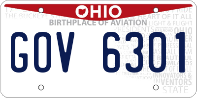OH license plate GOV6301