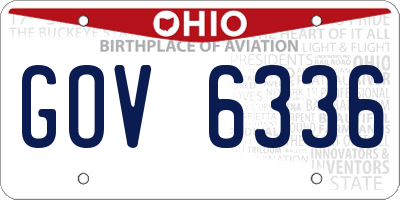 OH license plate GOV6336