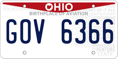 OH license plate GOV6366