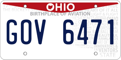 OH license plate GOV6471