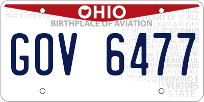 OH license plate GOV6477