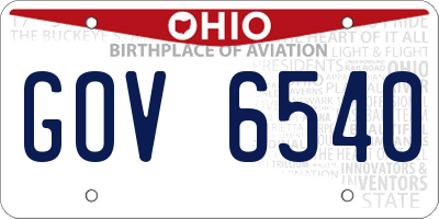 OH license plate GOV6540